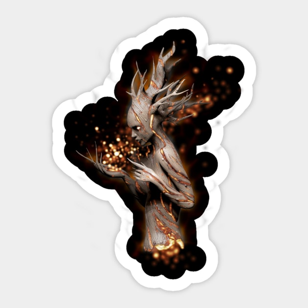 Spirit of the dead tree (gold) Sticker by Liquid Feline